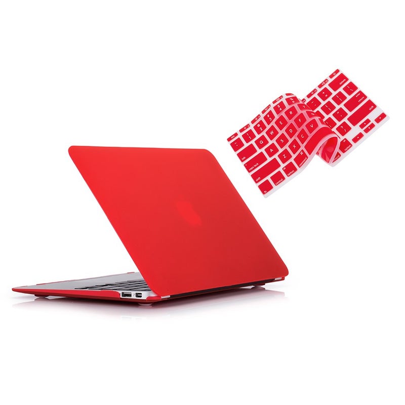 RUBAN Case Compatible with MacBook Air 13 Inch (Models: A1369 & A1466, Older Version 2010-2017 Release), Slim Snap On Hard Shell Protective Cover and Keyboard Cover, Red - Image 1